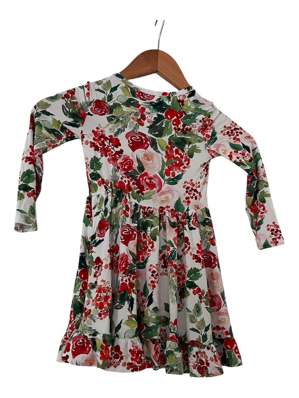 Posh Peanut Red & Green Floral Long Sleeve Dress